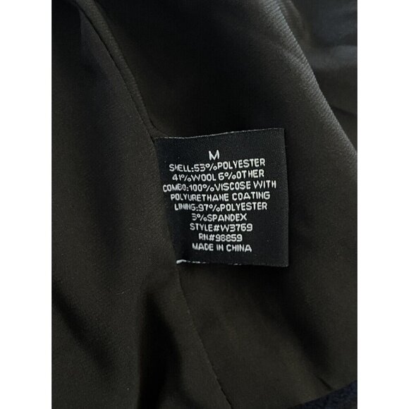 W118 Walter‎ Baker Blue Tweed Check Coat Black Faux Leather Quilted Moto Jacket - Picture 12 of 12